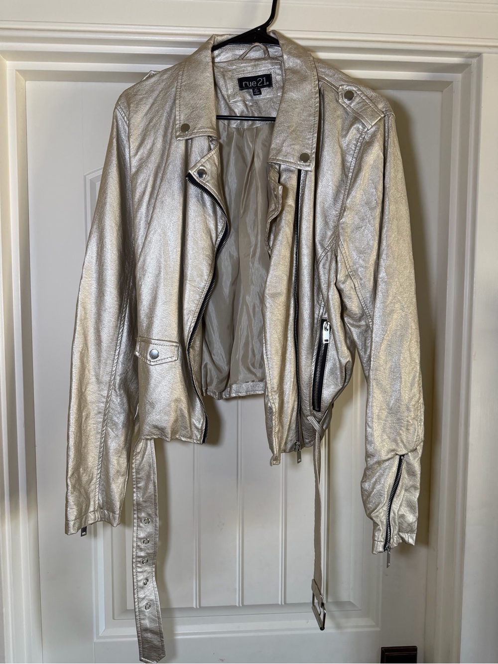 Rue21 Metallic Gold Cropped Moto Jacket